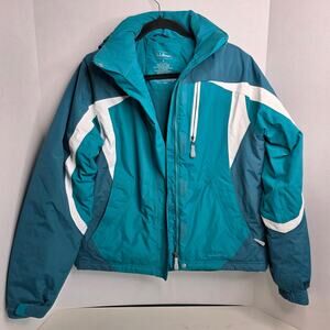 L.L Bean, Teal and White Winter Ski Coat, Women, Small